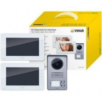 Vimar K40911 Kit Videocitofono bifamiliare da Parete, Grigio la Targa e Bianco Il Monitor
