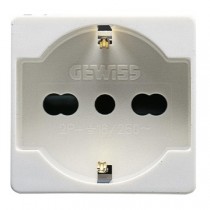 PRESA STANDARD ITALIANO/TEDESCO 16A TRIVALENTE 250V ac - 2P+T 2 MODULI  Gewiss System...